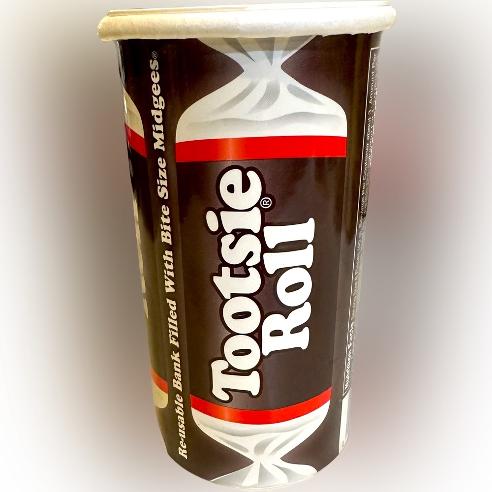 VTG TOOTSIE ROLL DECANTER TUBE PIGGY BANK COLLECTIBLE NOSTALGIC 6” TREAT CANDY